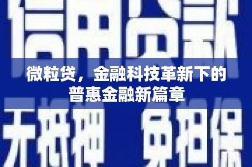 阆中微粒贷，金融科技革新下的普惠金融新篇章