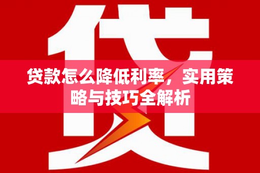 阆中贷款怎么降低利率，实用策略与技巧全解析