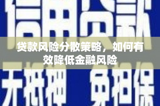 阆中贷款风险分散策略，如何有效降低金融风险