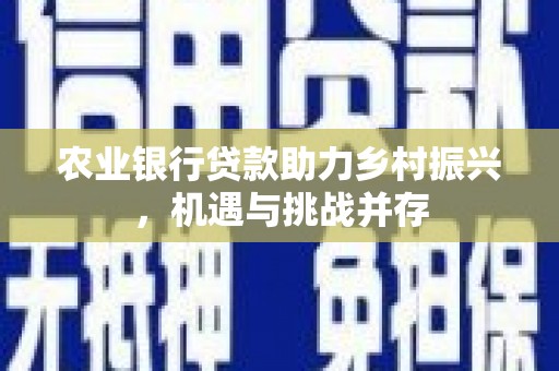 阆中农业银行贷款助力乡村振兴，机遇与挑战并存
