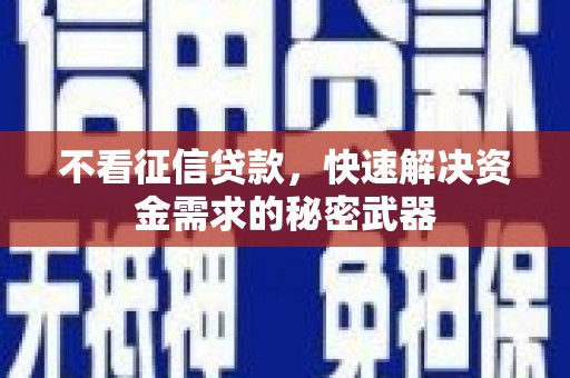 阆中不看征信贷款，快速解决资金需求的秘密武器